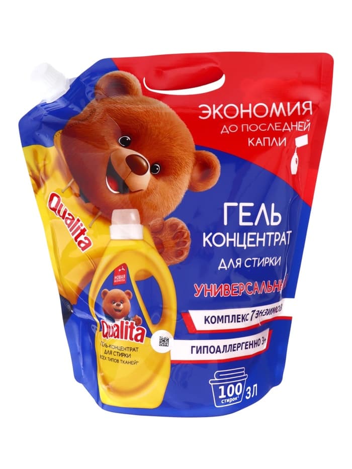 Жидкое средство для стирки Qualita, гель, универсальное, 3 л