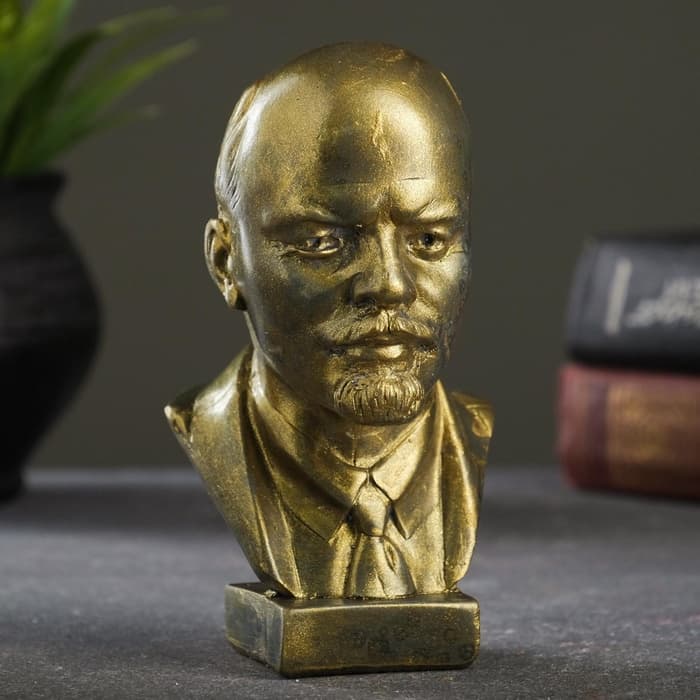Бюст «Ленин В.И.», фигурка гипс, под латунь, 13×8×8 см