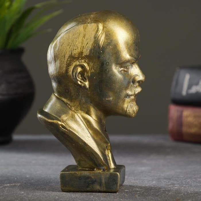 Бюст «Ленин В.И.», фигурка гипс, под латунь, 13×8×8 см