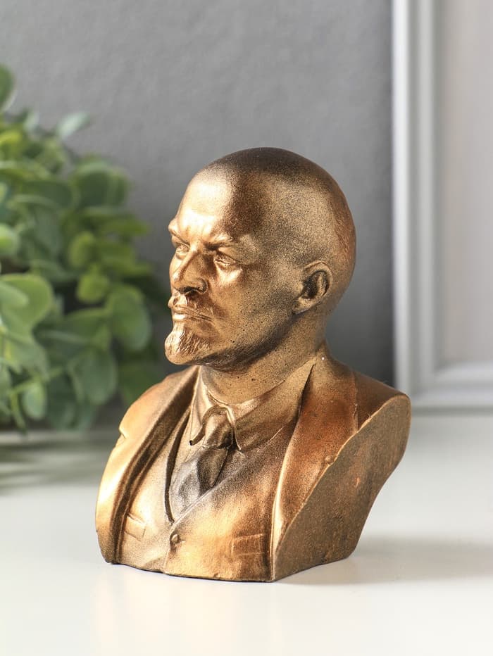 Бюст «Ленин В.И.», фигурка гипс, под латунь, 13×8×8 см