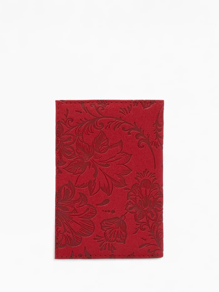 Обложка для паспорта, искусственная кожа, с тиснением, красная