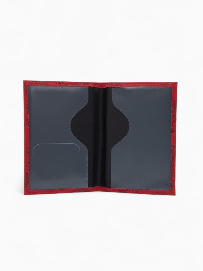 Обложка для паспорта, искусственная кожа, с тиснением, красная