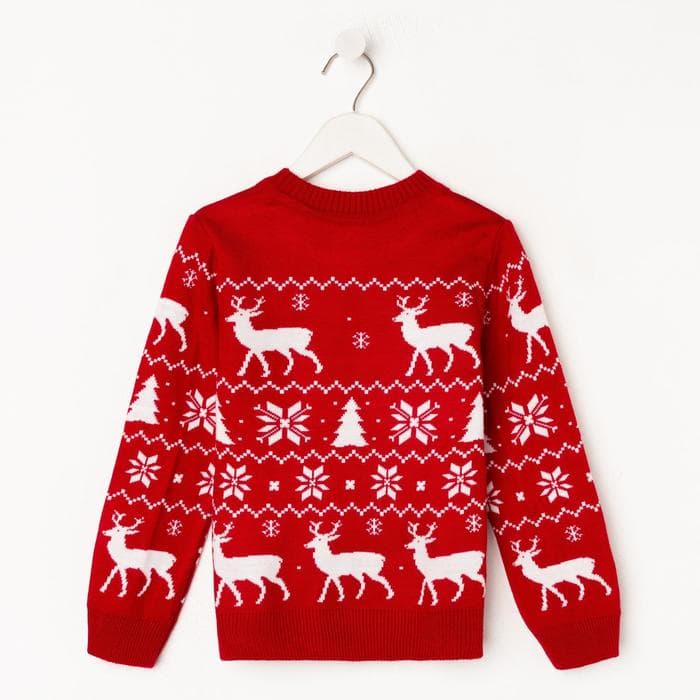 Джемпер детский новогодний вязаный KAFTAN: New Year, красный, размер 30 (98-104 см)