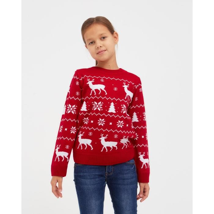 Джемпер детский новогодний вязаный KAFTAN: New Year, красный, размер 30 (98-104 см)