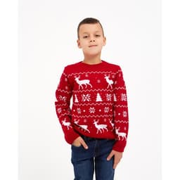 Джемпер детский новогодний вязаный KAFTAN: New Year, красный, размер 30 (98-104 см)