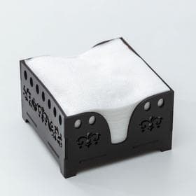 Салфетница Доляна «Мокко», 12.3×12.3 см, с салфетками, дерево, коричневая