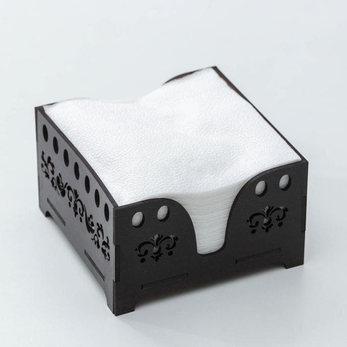 Салфетница Доляна «Мокко», 12.3×12.3 см, с салфетками, дерево, коричневая