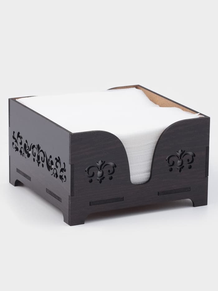 Салфетница Доляна «Мокко», 12.3×12.3 см, с салфетками, дерево, коричневая