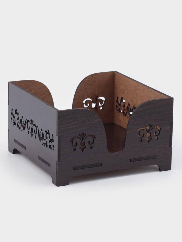 Салфетница Доляна «Мокко», 12.3×12.3 см, с салфетками, дерево, коричневая