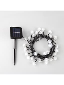 Гирлянда «Нить», 4.5 м, уличная, с насадками «Цветок», IP44, 30 LED, 2 режима, солнечная батарея, тёмная нить, свечение синее/фиолетовое/розовое