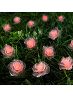 Гирлянда «Нить», 4.5 м, уличная, с насадками «Роза», IP44, 30 LED, 2 режима, солнечная батарея, тёмная нить, свечение красное