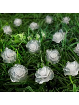 Гирлянда «Нить», 4.5 м, уличная, с насадками «Роза», IP44, 30 LED, 2 режима, солнечная батарея, тёмная нить, свечение красное