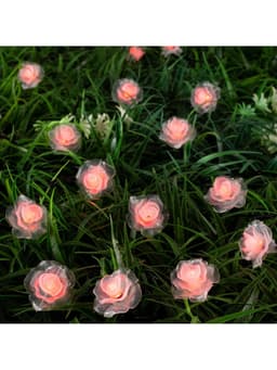 Гирлянда «Нить», 4.5 м, уличная, с насадками «Роза», IP44, 30 LED, 2 режима, солнечная батарея, тёмная нить, свечение красное