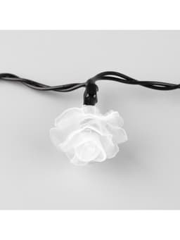 Гирлянда «Нить», 4.5 м, уличная, с насадками «Роза», IP44, 30 LED, 2 режима, солнечная батарея, тёмная нить, свечение красное