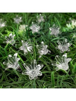 Гирлянда «Нить», 4.5 м, уличная, с насадками «Цветок», IP44, 30 LED, 2 режима, солнечная батарея, тёмная нить, свечение жёлтое/аквамарин