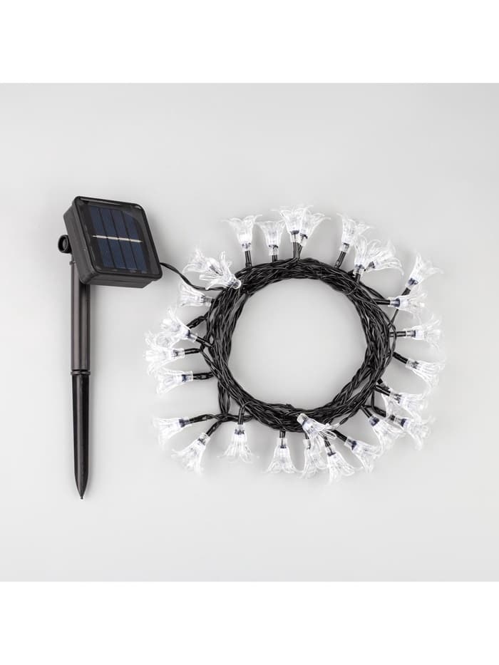 Гирлянда «Нить», 4.5 м, уличная, с насадками «Цветок», IP44, 30 LED, 2 режима, солнечная батарея, тёмная нить, свечение жёлтое/аквамарин