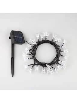 Гирлянда «Нить», 4.5 м, уличная, с насадками «Цветок», IP44, 30 LED, 2 режима, солнечная батарея, тёмная нить, свечение жёлтое/аквамарин