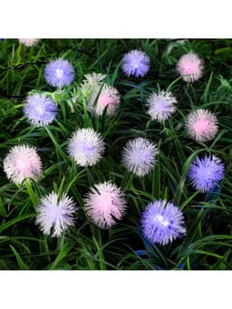 Гирлянда «Нить», 4.5 м, уличная, с насадками «Ёжики», IP44, 30 LED, 2 режима, солнечная батарея, тёмная нить, свечение синие/фиолетовое/розовое