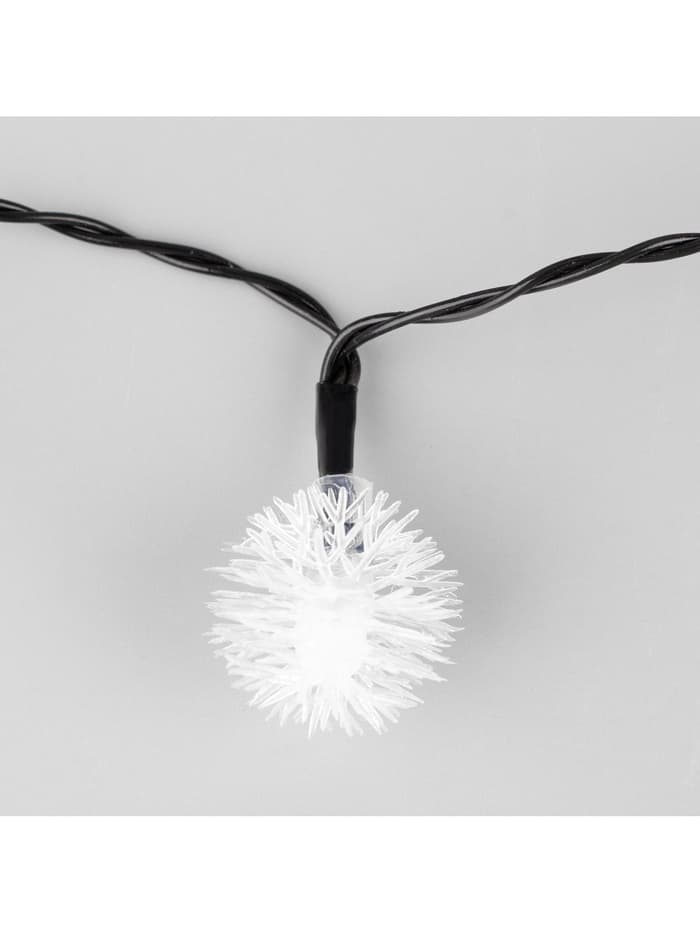 Гирлянда «Нить», 4.5 м, уличная, с насадками «Ёжики», IP44, 30 LED, 2 режима, солнечная батарея, тёмная нить, свечение синие/фиолетовое/розовое