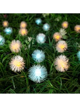 Гирлянда «Нить», 4.5 м, уличная, с насадками «Ёжики», IP44, 30 LED, 2 режима, солнечная батарея, тёмная нить, свечение жёлтое/аквамарин