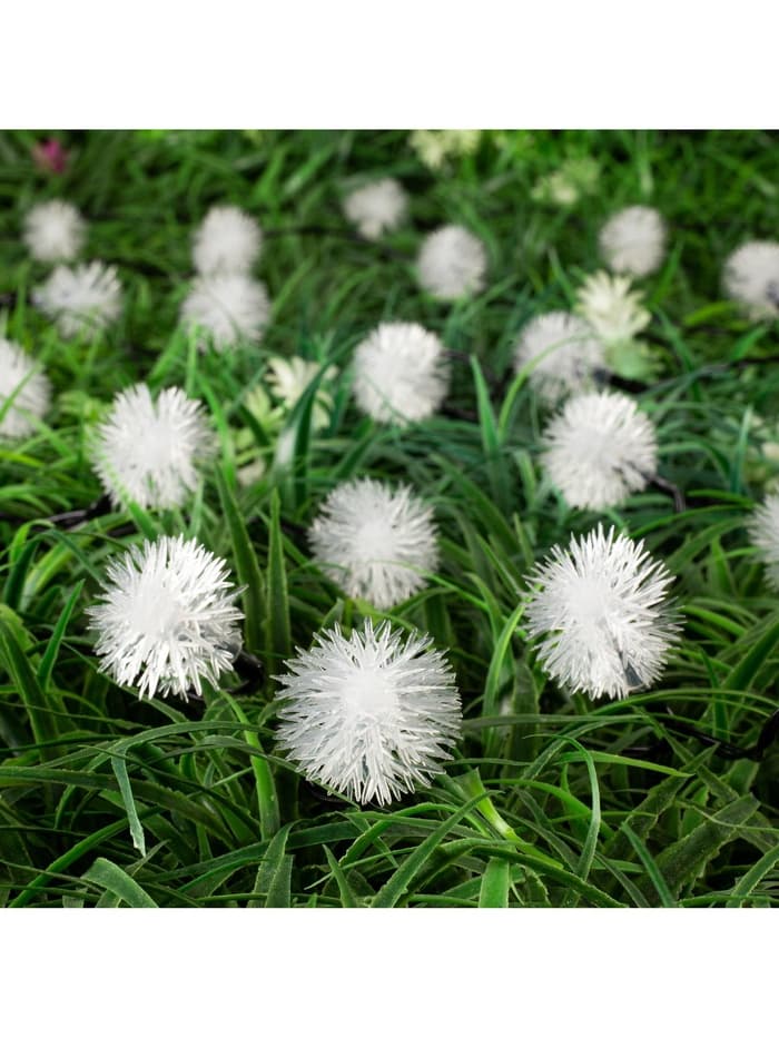 Гирлянда «Нить», 4.5 м, уличная, с насадками «Ёжики», IP44, 30 LED, 2 режима, солнечная батарея, тёмная нить, свечение жёлтое/аквамарин