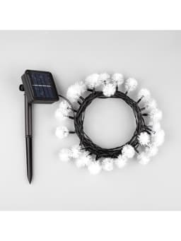 Гирлянда «Нить», 4.5 м, уличная, с насадками «Ёжики», IP44, 30 LED, 2 режима, солнечная батарея, тёмная нить, свечение жёлтое/аквамарин