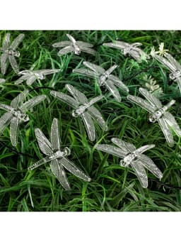 Гирлянда «Нить», 4.5 м, уличная, с насадками «Стрекоза», IP44, 30 LED, 2 режима, солнечная батарея, тёмная нить, свечение белое