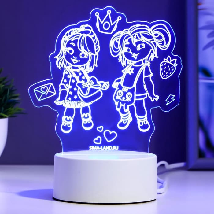 Светильник 3D RISALUX «Подружки», LED-ночник, RGB, от сети