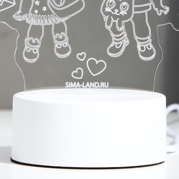 Светильник 3D RISALUX «Подружки», LED-ночник, RGB, от сети