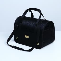 Сумка - переноска для животных «Люкс», 40×25×26 см, ПВХ, жаккард, чёрная