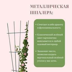 Шпалера, 180×61×1 см, металл, зелёная