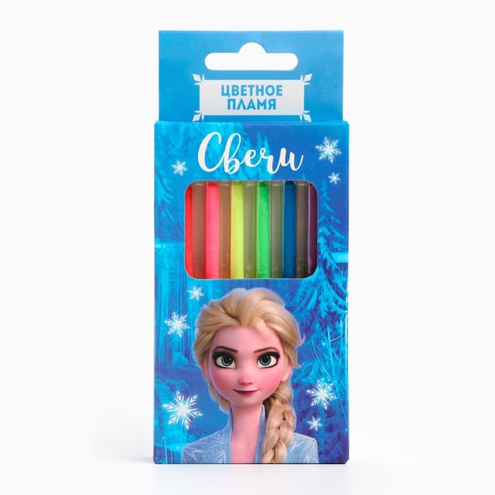 Свечи для торта 6 штук, с цветным пламенем, Холодное сердце