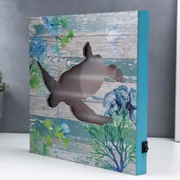 Световая картина настенная RISALUX «Черепашка», панно, LED-ночник, от батареек 3×АА, 3×30×30 см