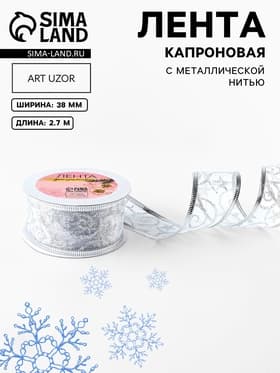 Лента капроновая с металлической нитью «Вензеля», 38 мм, 2.7±0.5 м, цвет серебряный