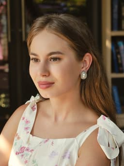 Клипсы «Грейс», капля в огранке, белая в чернёном серебре