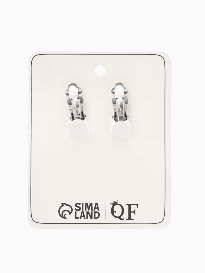 Клипсы «Грейс», диагональ бусин, белая в чернёном серебре