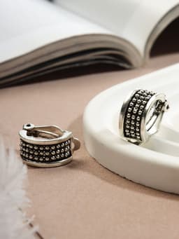 Клипсы для ушей QF «Грейс», шарики, цвет чернёное серебро