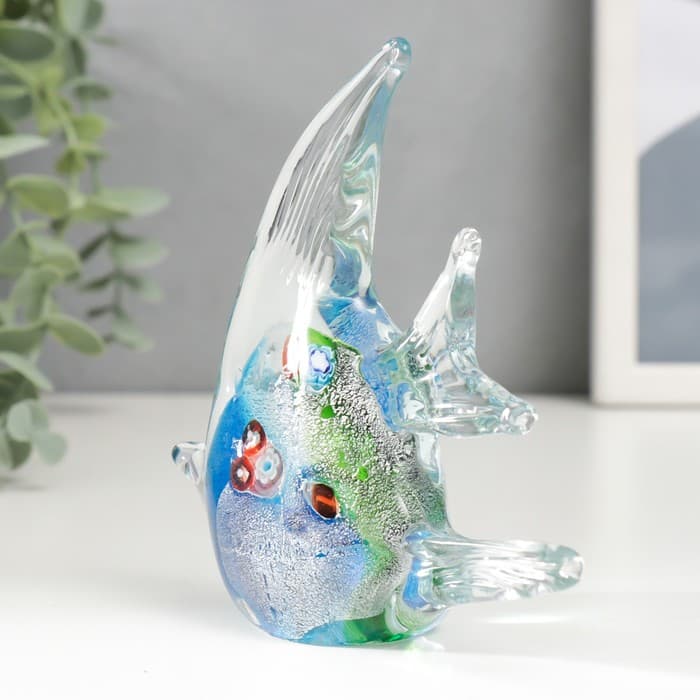 Фигурка стекло «Рыбка многоцветная», под муранское, 3×11×10 см, МИКС