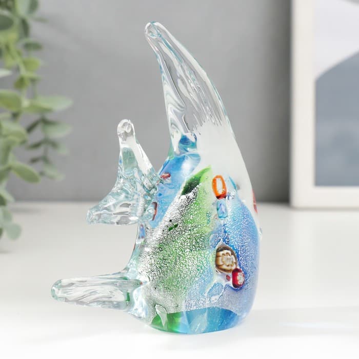 Фигурка стекло «Рыбка многоцветная», под муранское, 3×11×10 см, МИКС