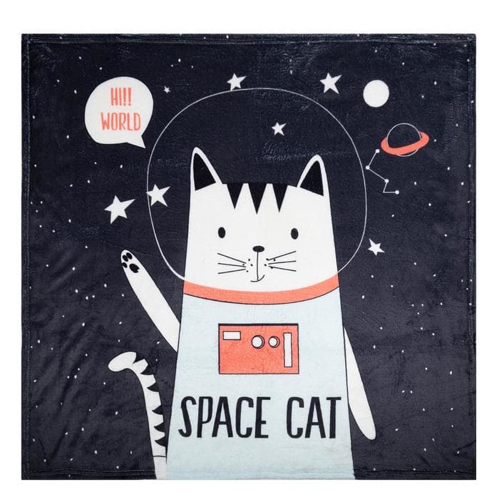 Плед «Крошка Я» Space cat, 100×100 см, корал-флис 160 г/м²