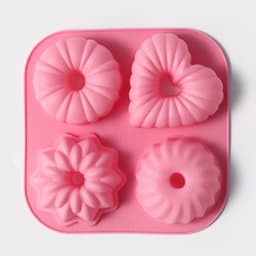 Форма для выпечки Доляна «Немецкий кекс», силикон, 17×17 см, 4 ячейки, розовая