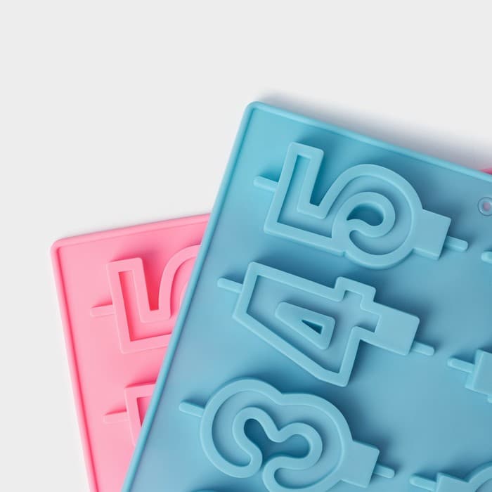 Форма для шоколада Доляна «Цифры», силикон, 26×21 см, 10 ячеек (7×4 см), МИКС