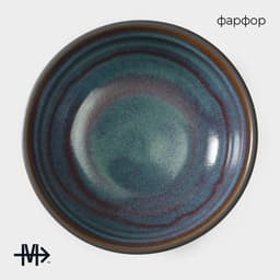 Миска Magistro Garland, 230 мл, d=12 см, фарфор, синяя, коричневая