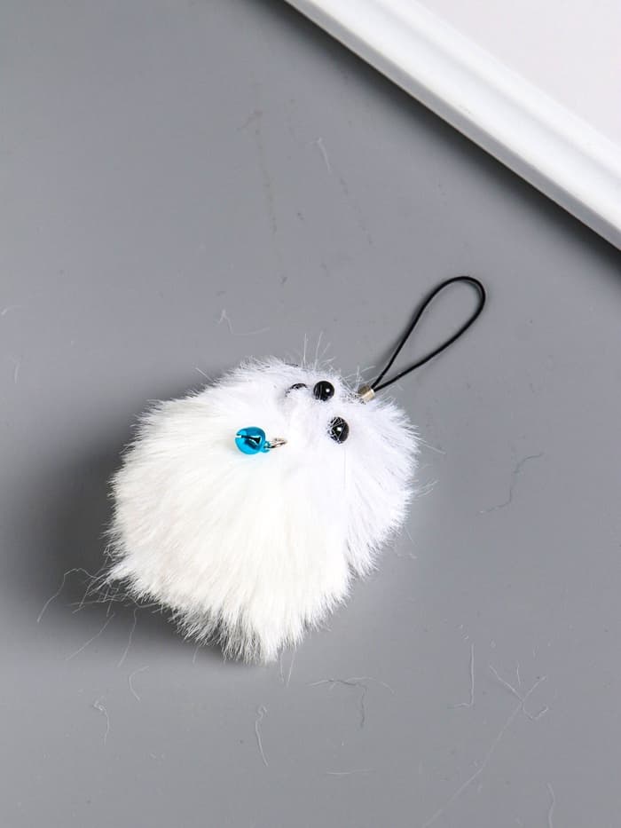 Брелок для ключей на подвеске «Пушистик. Чёрные ушки и ножки с бубенчиком»
