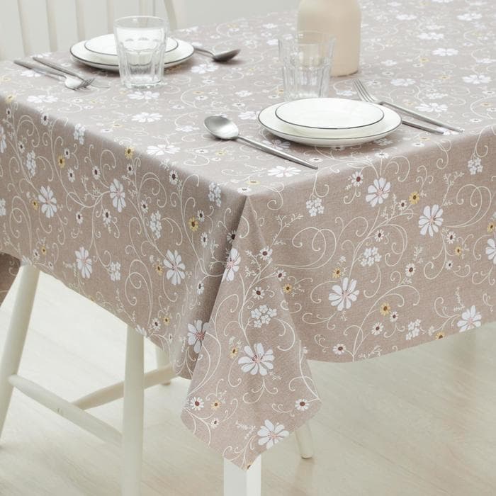 Клеёнка на стол «Ромашковое поле», на тканевой основе, ширина 137 см, рулон 20 метров, толщина 0.25 мм, коричневая