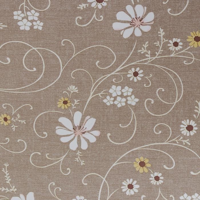 Клеёнка на стол «Ромашковое поле», на тканевой основе, ширина 137 см, рулон 20 метров, толщина 0.25 мм, коричневая