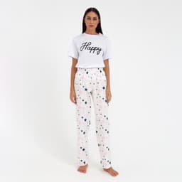 Брюки домашние женские KAFTAN Pink stars, размер 40-42, белые