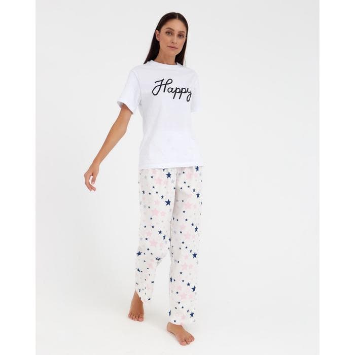 Брюки домашние женские KAFTAN Pink stars, размер 40-42, белые