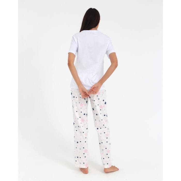 Брюки домашние женские KAFTAN Pink stars, размер 40-42, белые