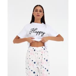 Брюки домашние женские KAFTAN Pink stars, размер 40-42, белые
